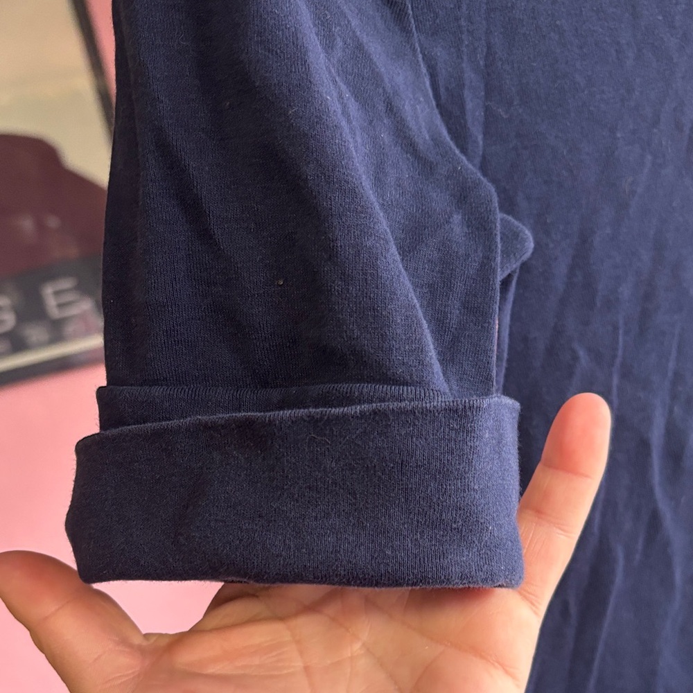 Lauren Ralph Lauren Navy Short Rolled Sleeve Tee - Picture 3 of 5